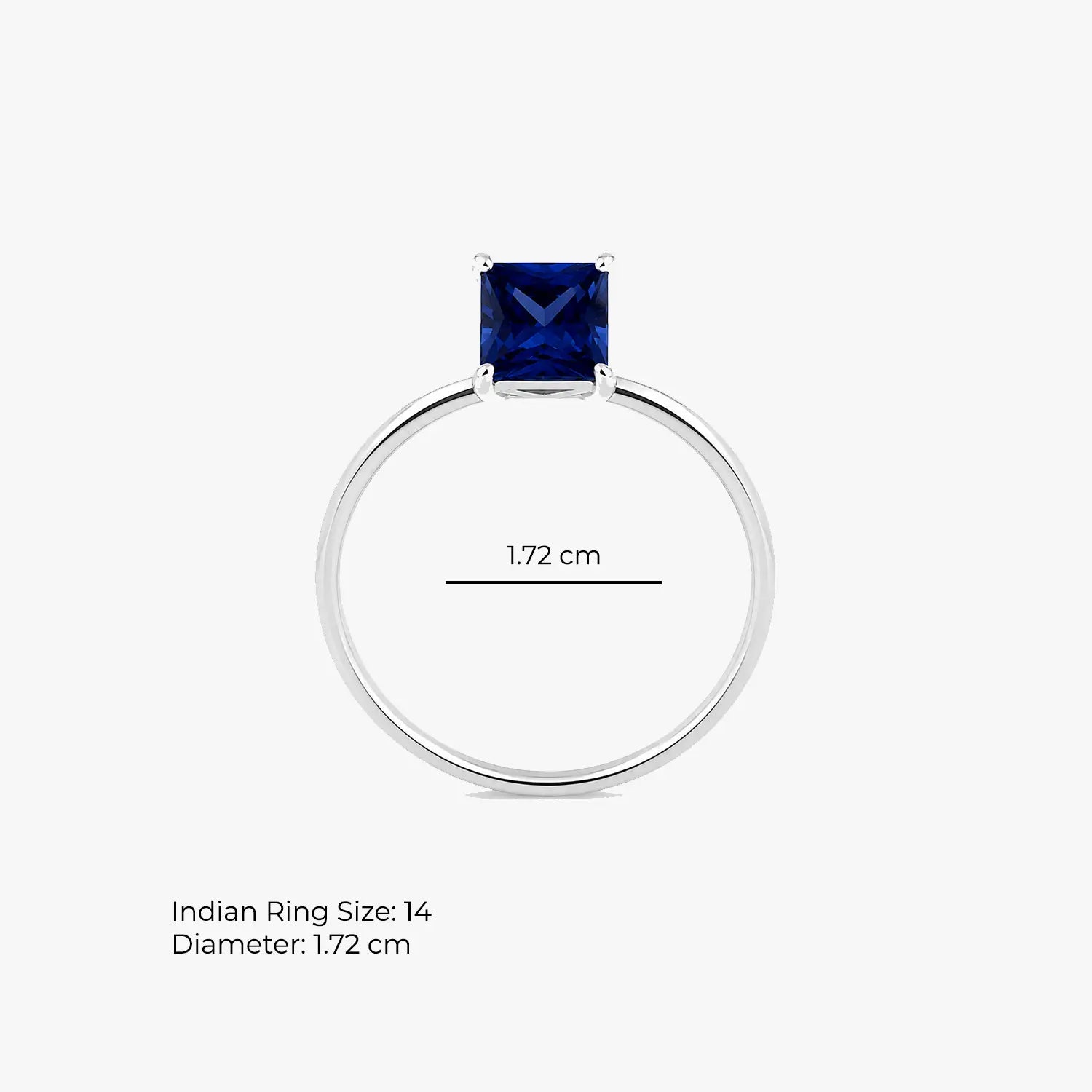 Classic Blue Solitaire Pure Silver Ring- Made With Pure 925 Silver