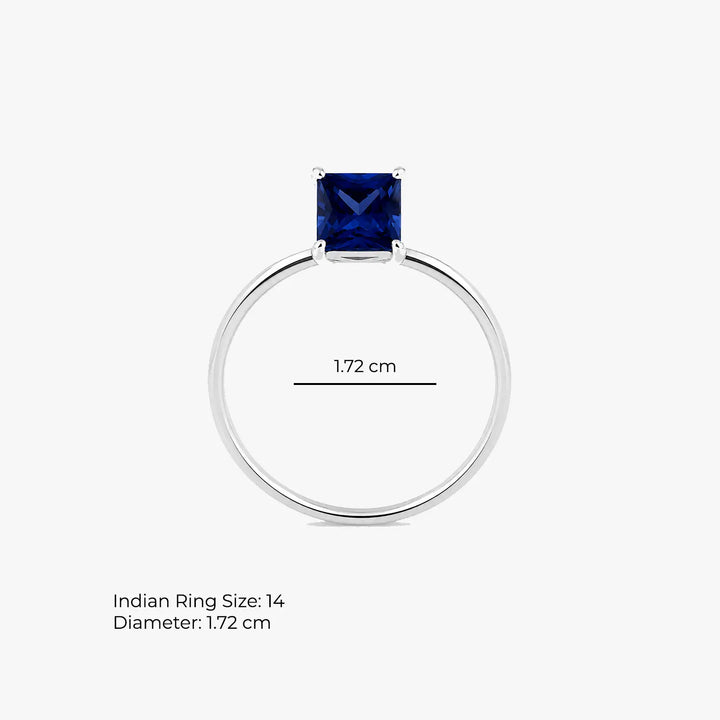 Classic Blue Solitaire Pure Silver Ring- Made With Pure 925 Silver