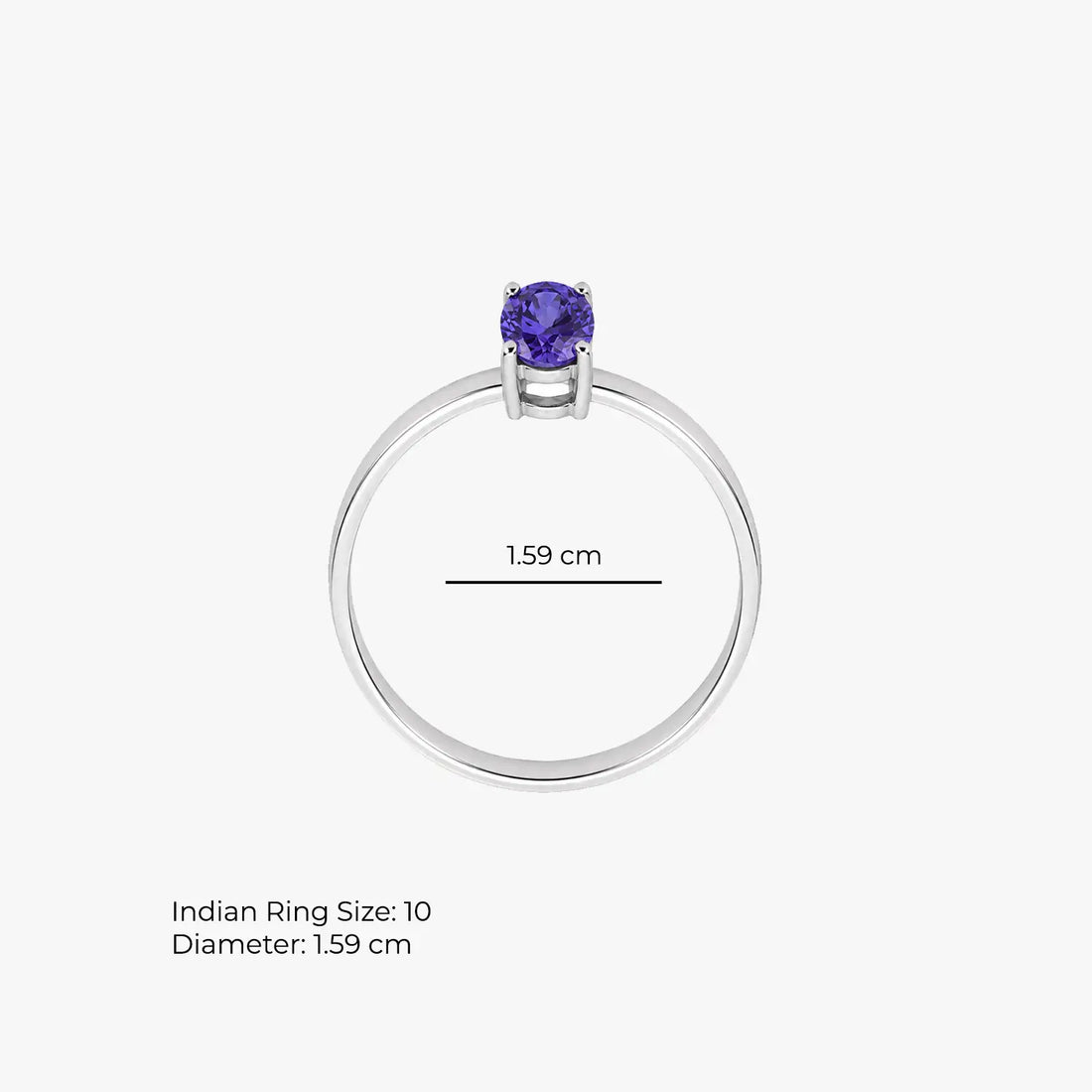 Pure Silver Solitaire Ring with Violet-Blue Stone - Made With Pure 925 Silver