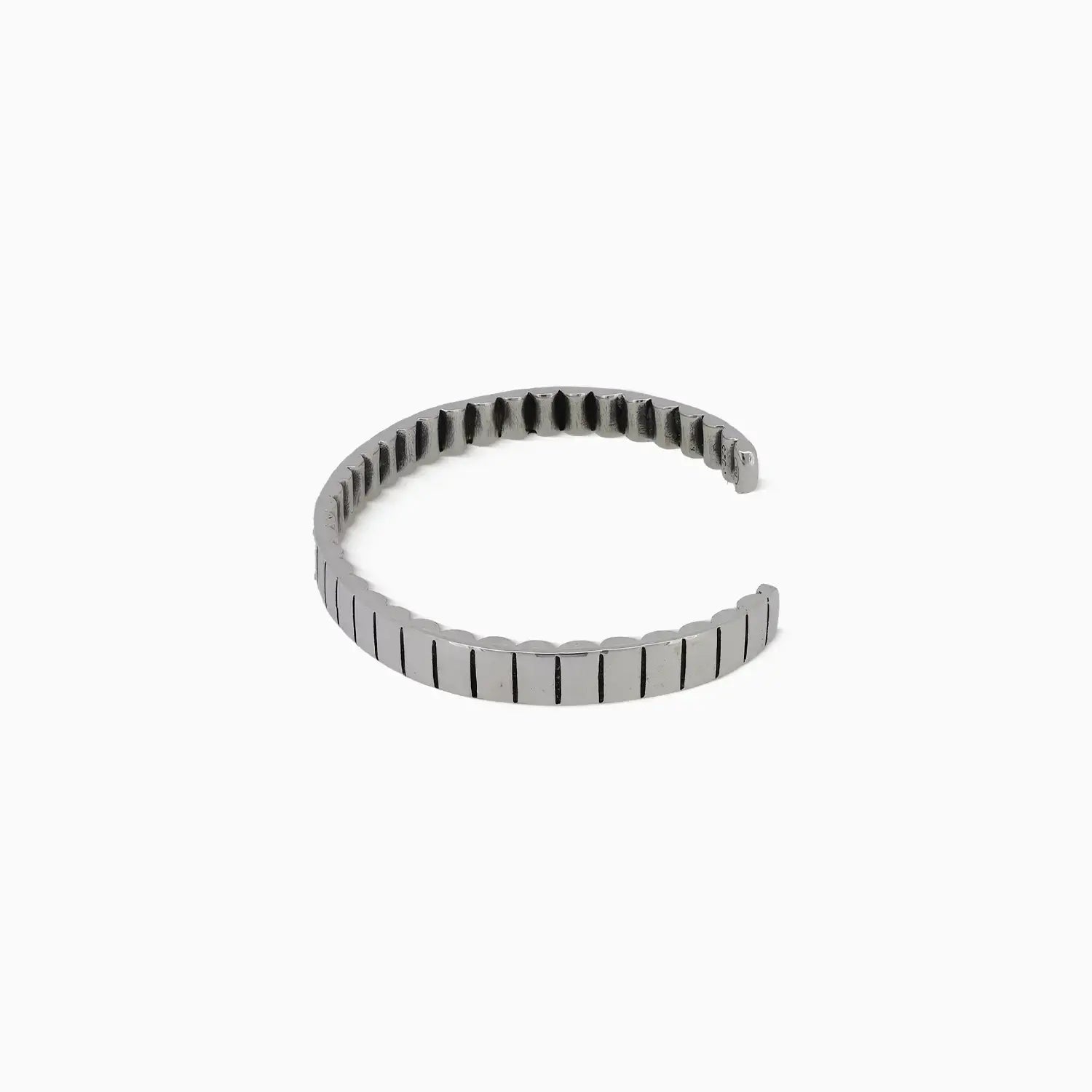 Pure Silver Striped Cuff Bracelet - Made With Pure 925 Silver