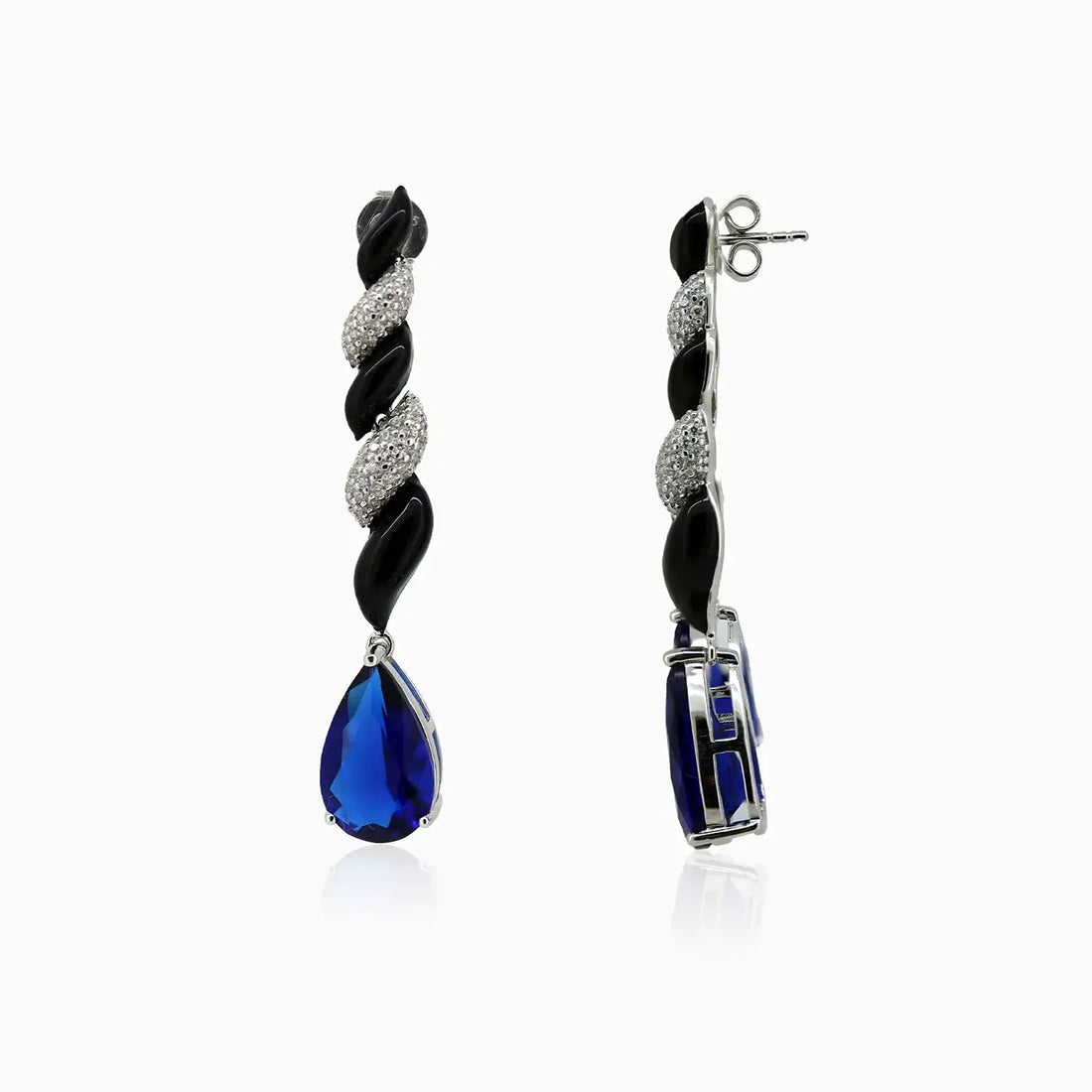 Elegant Sapphire Blue Teardrop Silver Earrings- Made With Pure 925 Silver