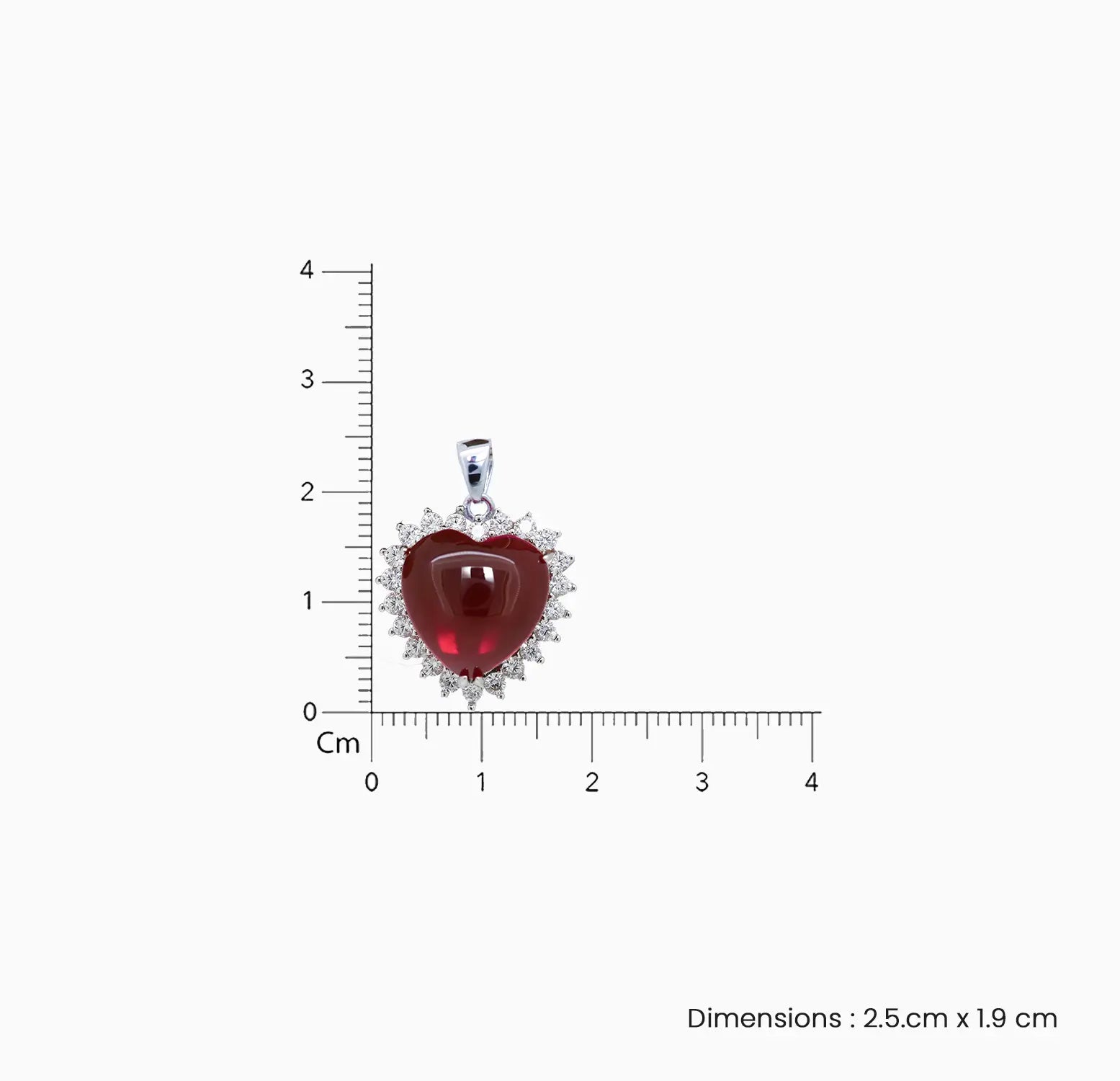 Pure Silver Heart-Shaped Red Gemstone Pendant - Made With Pure 925 Silver