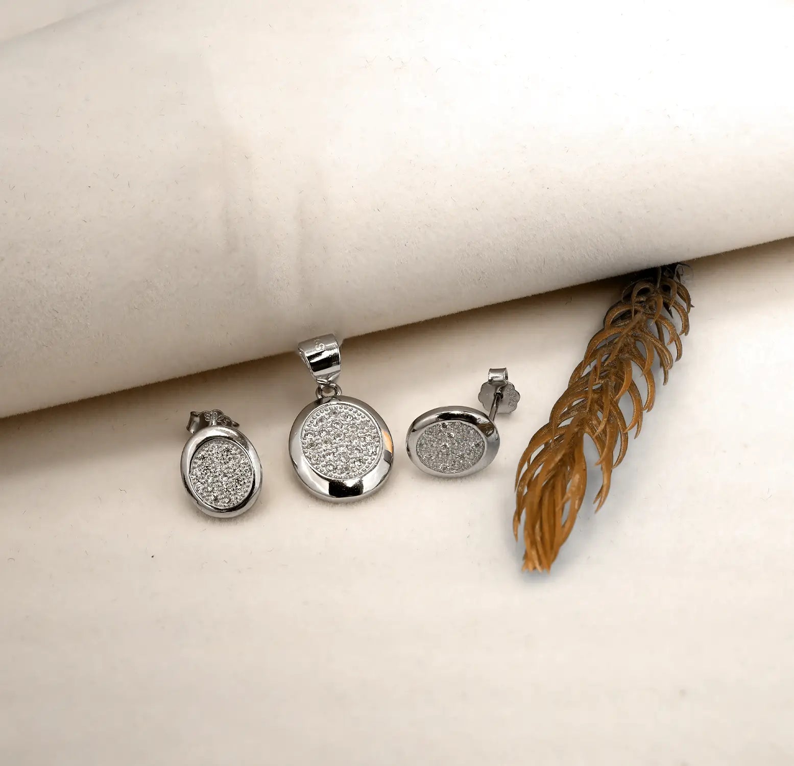 Elegant Silver Pendant & Earrings Set - Made With Pure 925 Silver