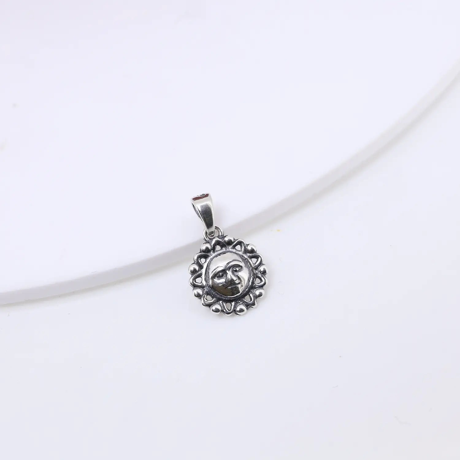 Divine Sterling Silver Sun Face Pendant - Made With 925 Pure Silver