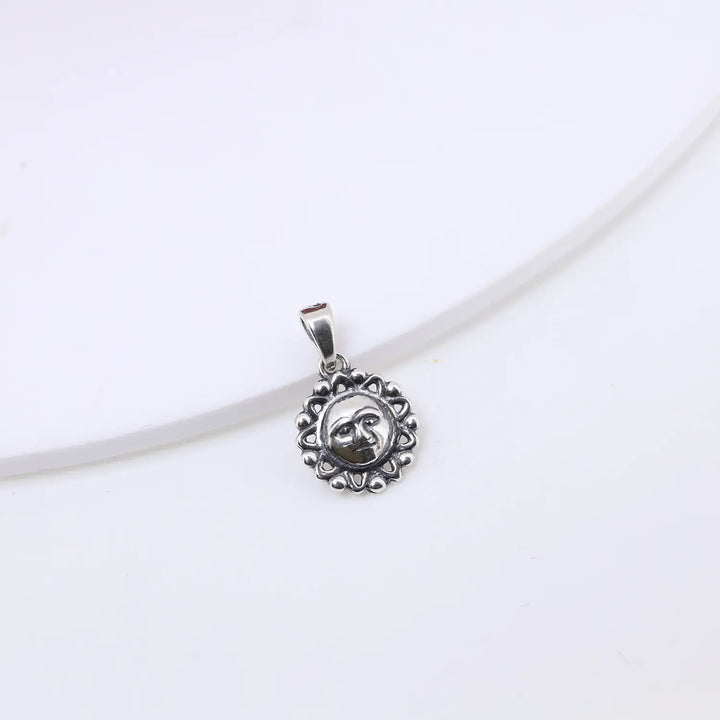 Divine Sterling Silver Sun Face Pendant - Made With 925 Pure Silver