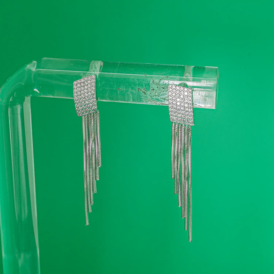 Elegant Crystal Fringe Silver Earrings - Made With Pure 925 Silver
