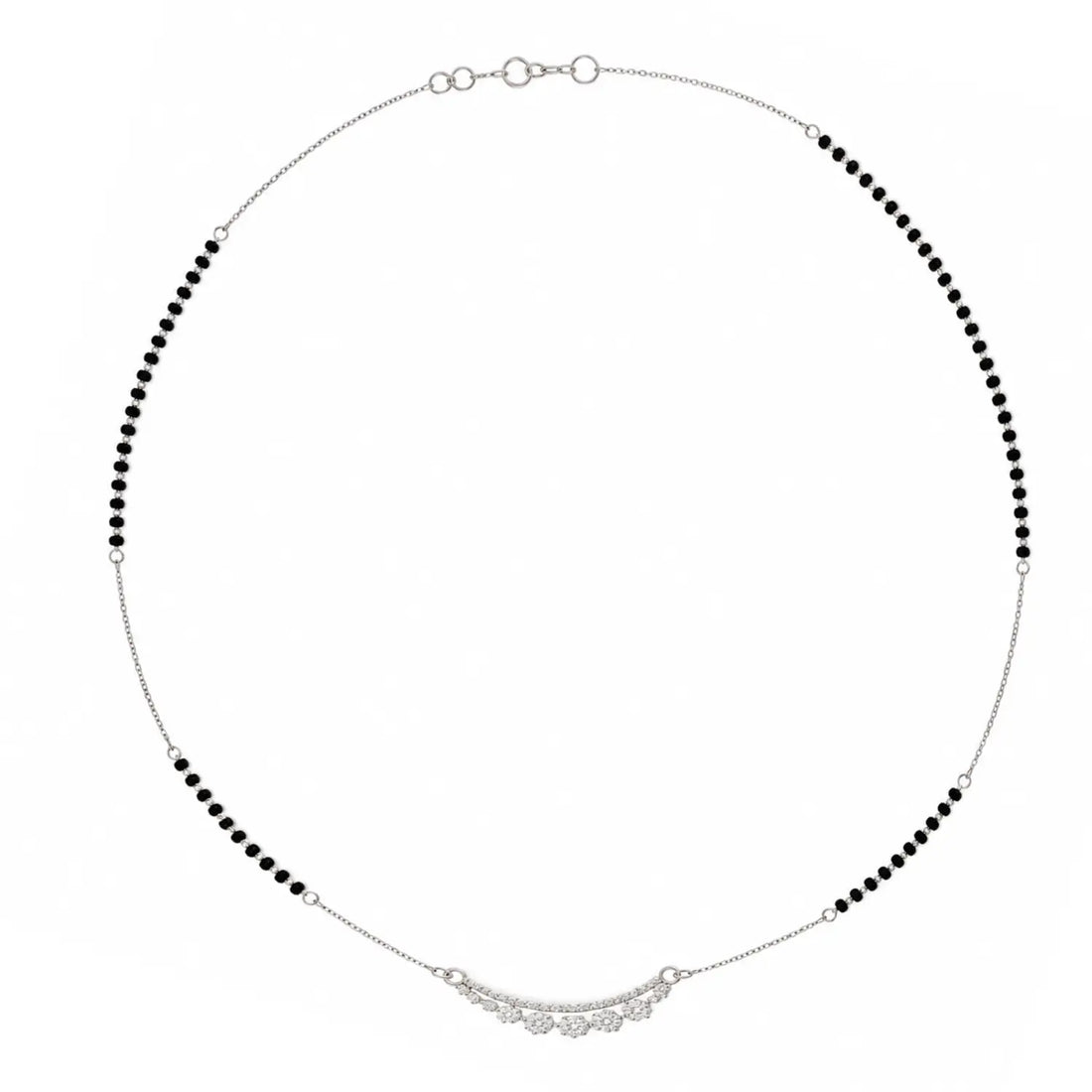 Elegant Floral CZ Silver Mangalsutra - Made With Pure 925 Silver