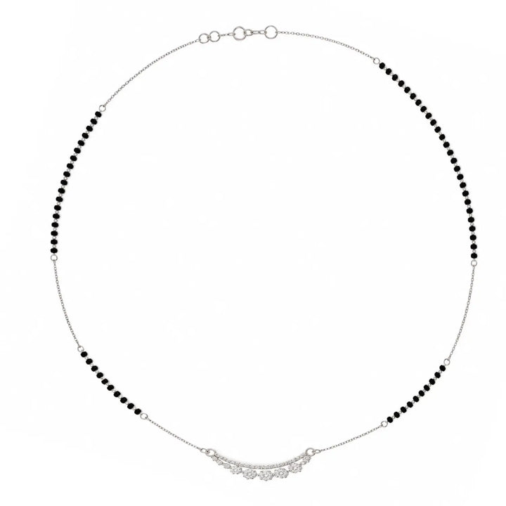 Elegant Floral CZ Silver Mangalsutra - Made With Pure 925 Silver