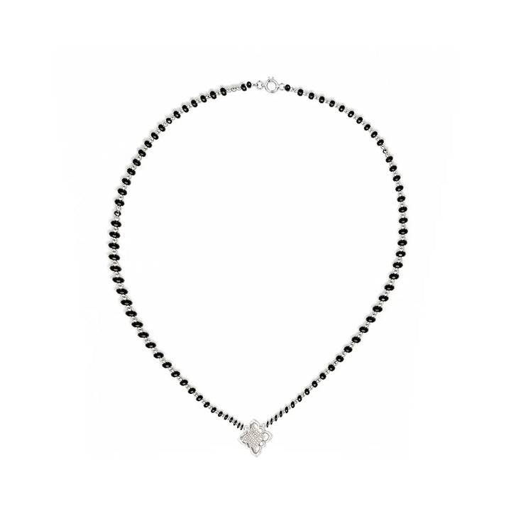 Elegant Geometric Floral Silver Mangalsutra - Made With Pure 925 Silver