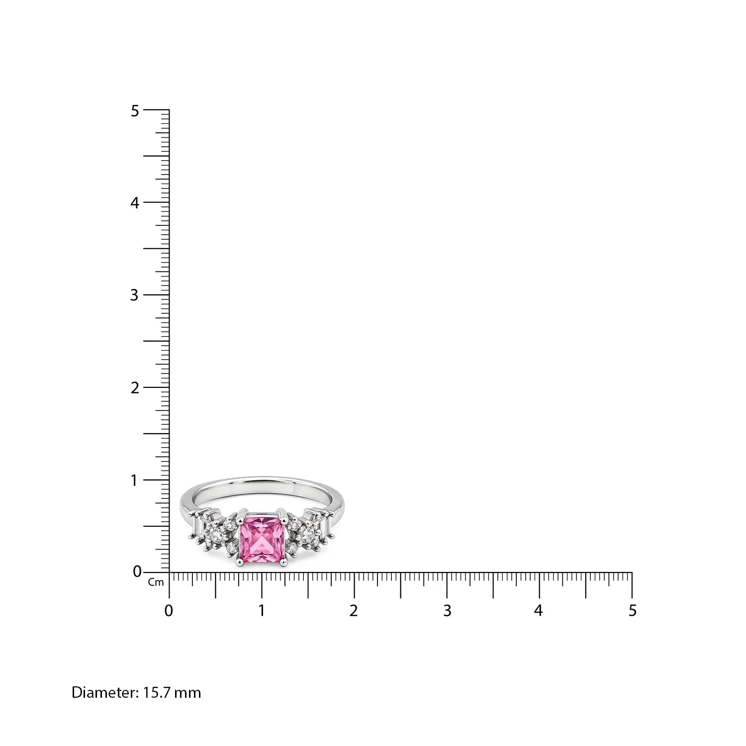 Pure Silver Pink Princess-Cut Ring - Made With Pure 925 Silver