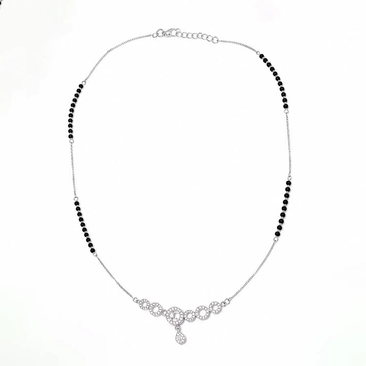 Elegant CZ Circle Drop Silver Mangalsutra - Made With Pure 925 Silver