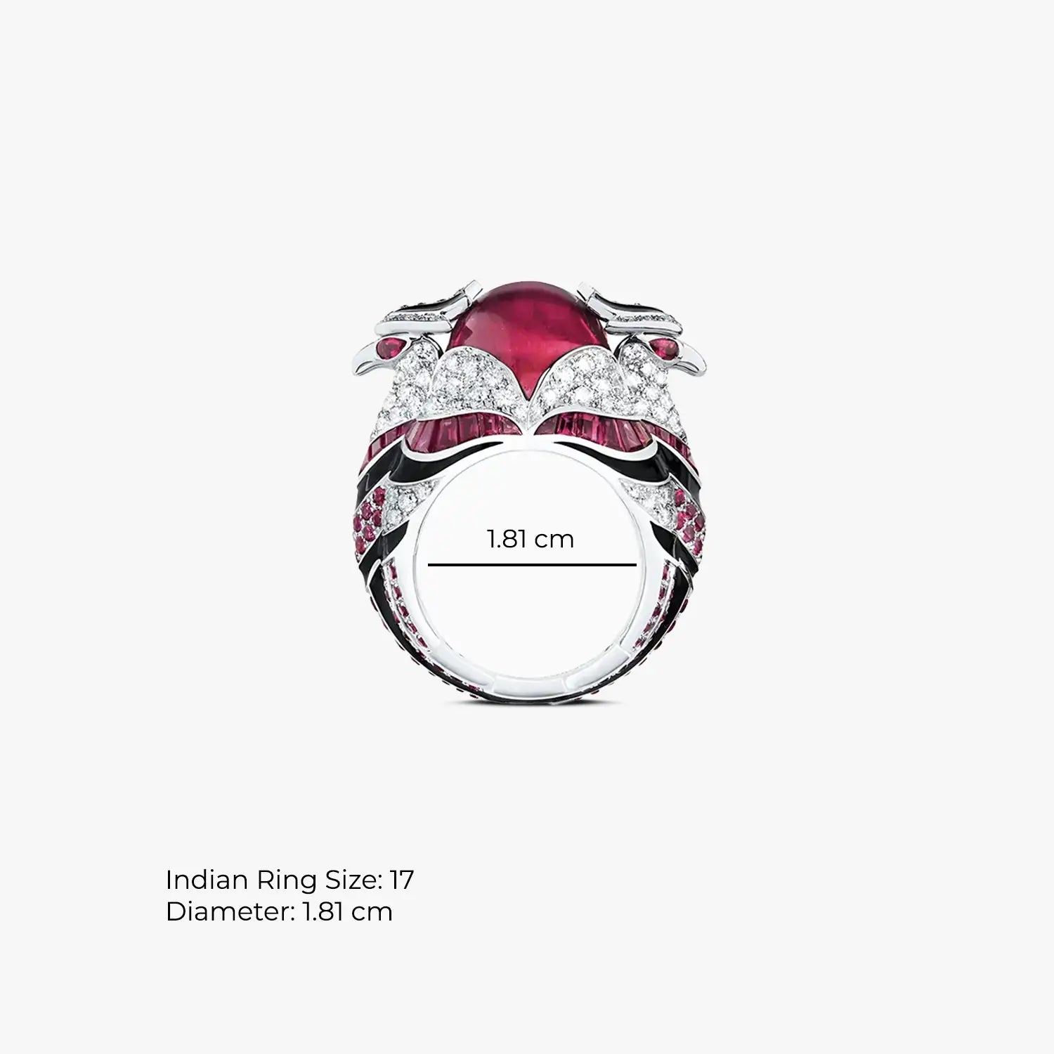 Pure Silver Red Enamel & CZ Statement Ring - Made With Pure 925 Silver