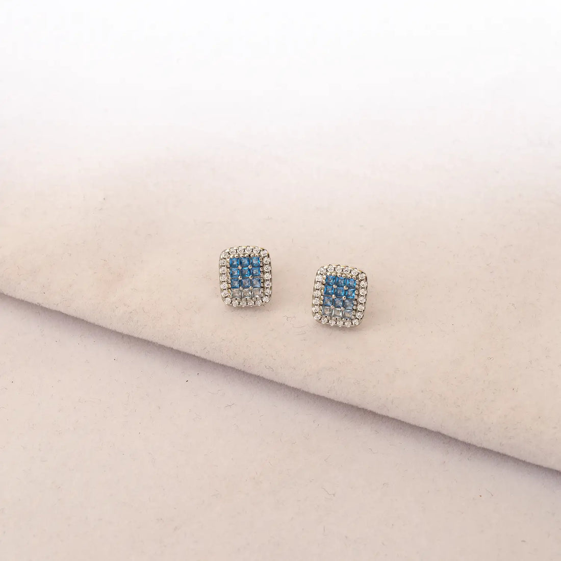 Elegant Pure Silver Blue CZ Square Pendant Set - Made With Pure 925 Silver