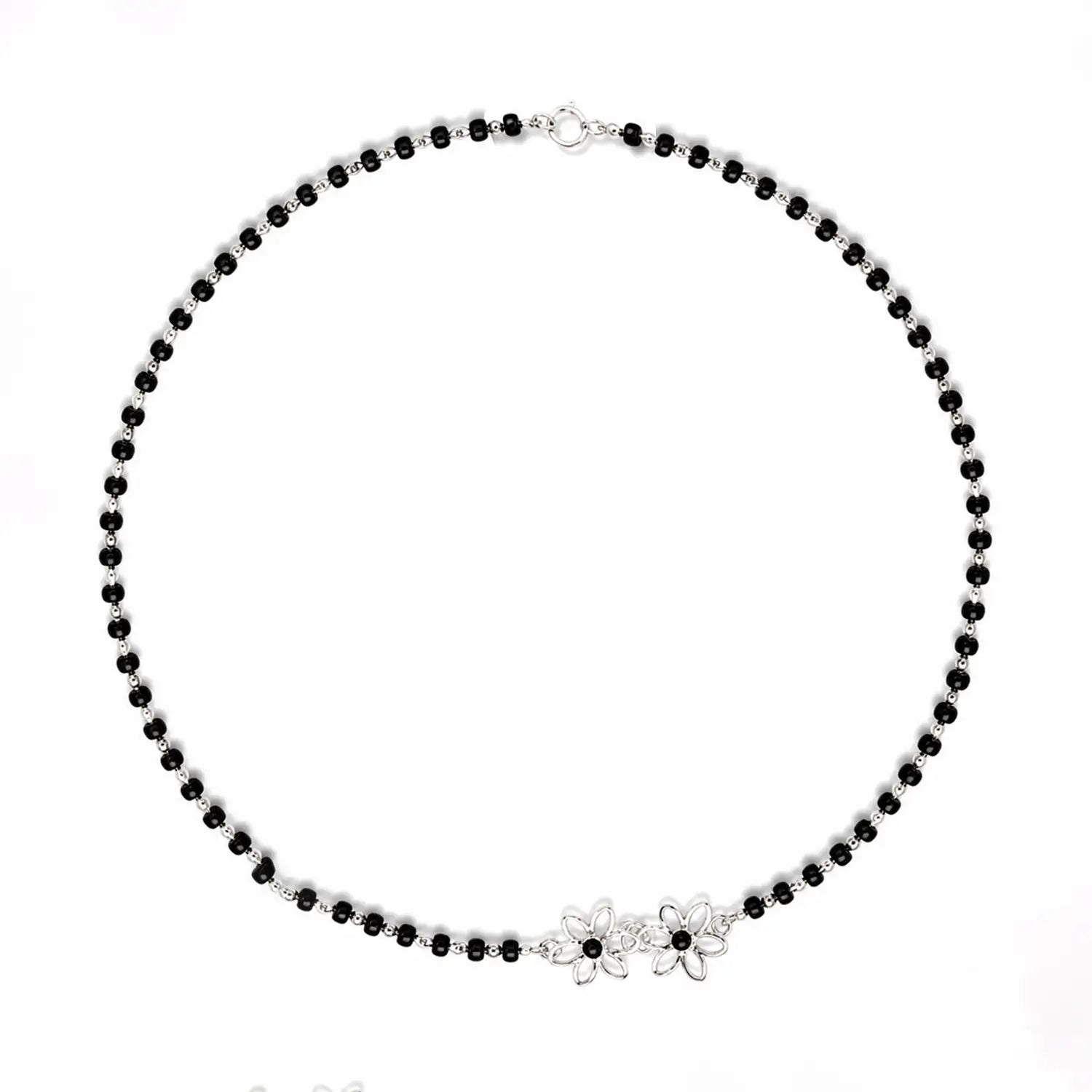 Elegant Green Floral Silver Mangalsutra - Made With Pure 925 Silver