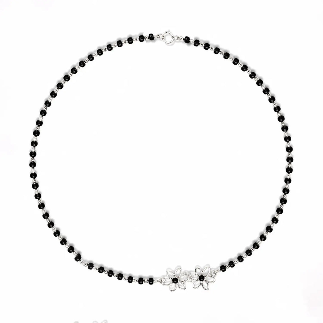 Elegant Green Floral Silver Mangalsutra - Made With Pure 925 Silver
