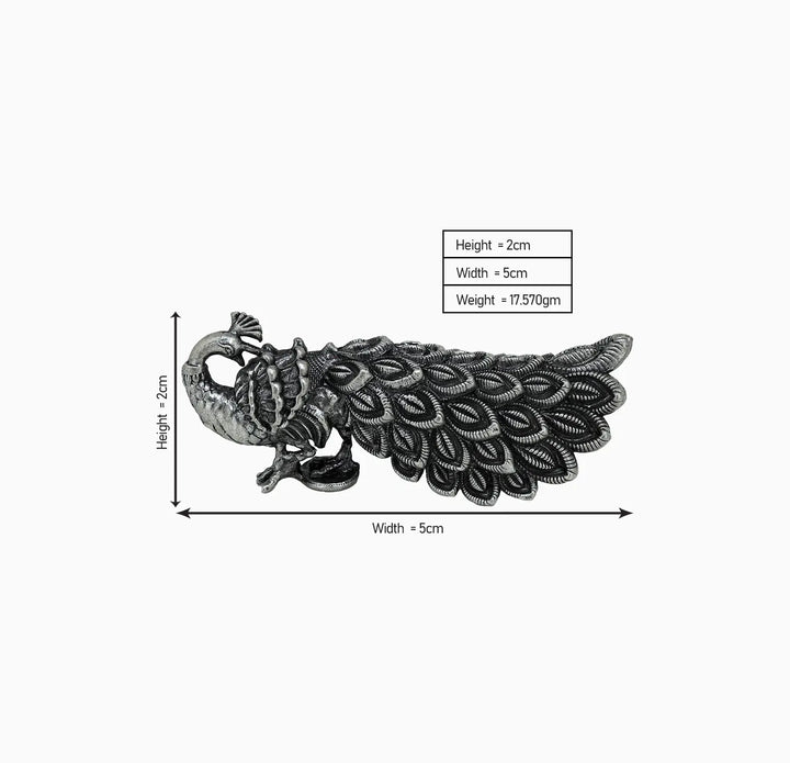 Antique Pure Silver Peacock Decorative Idol- Made With Pure 925 Silver
