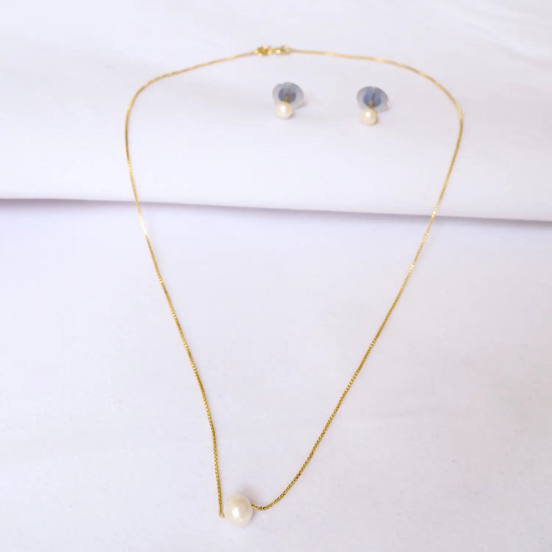 Minimal Pearl Sterling Silver Jewellery Set - Made With Pure 925 Silver