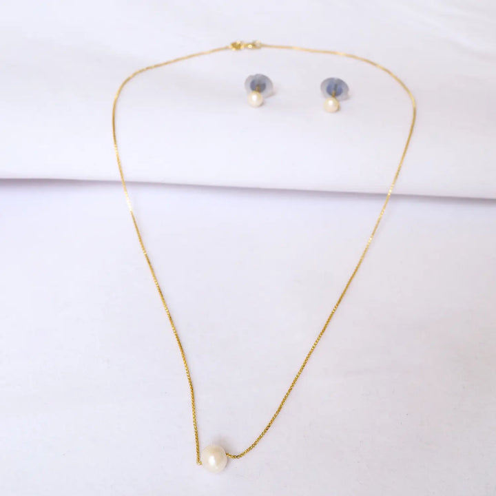 Minimal Pearl Sterling Silver Jewellery Set - Made With Pure 925 Silver