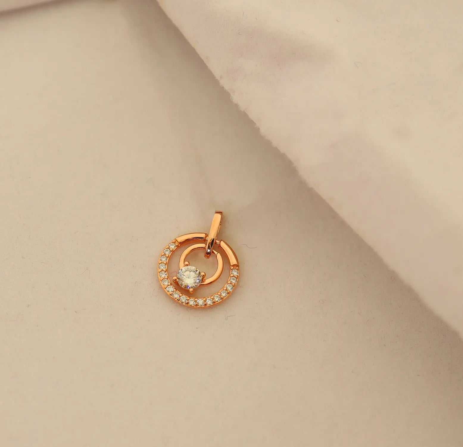 Rose Gold Ruby Circle Silver Pendant - Made With 925 Pure Silver