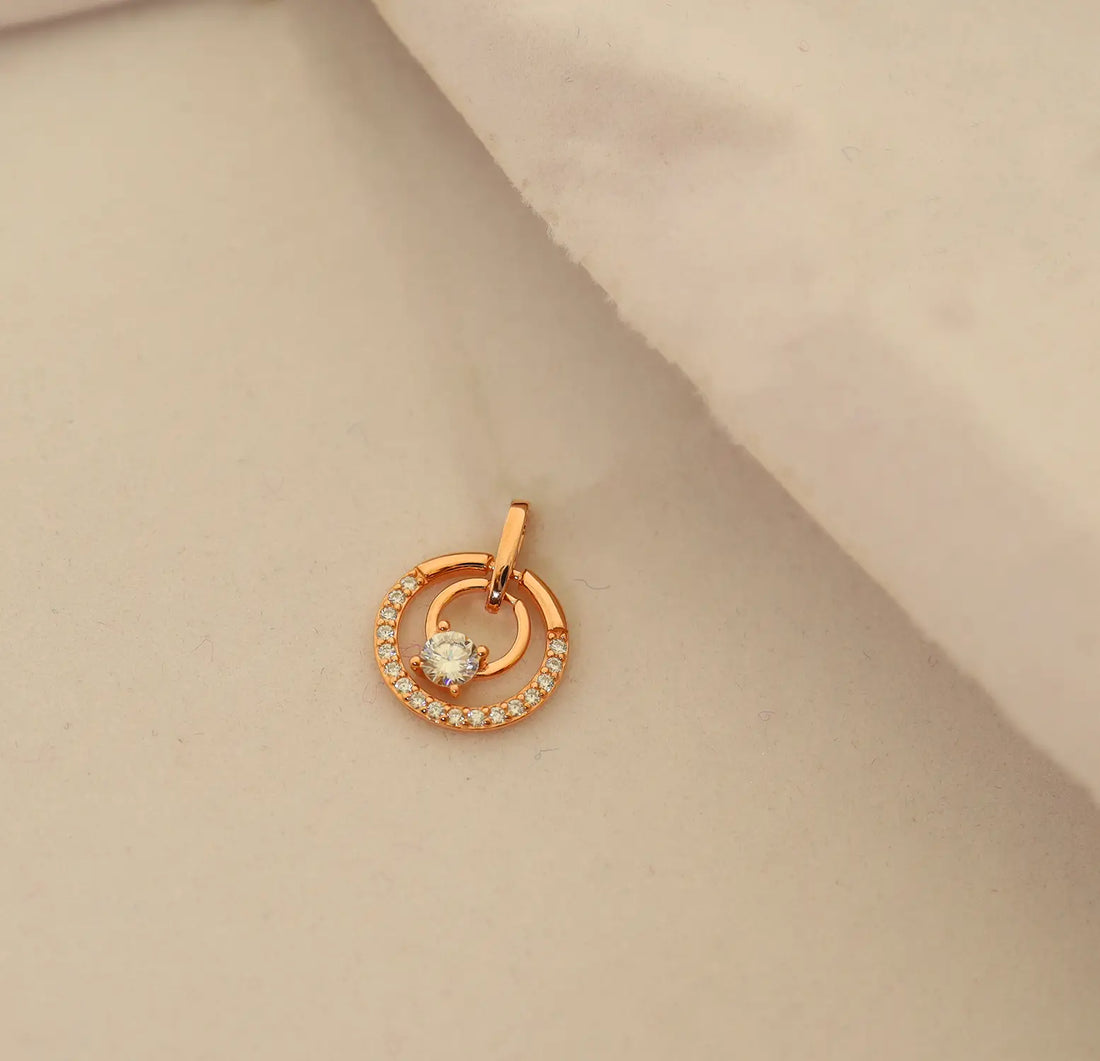 Rose Gold Ruby Circle Silver Pendant - Made With 925 Pure Silver
