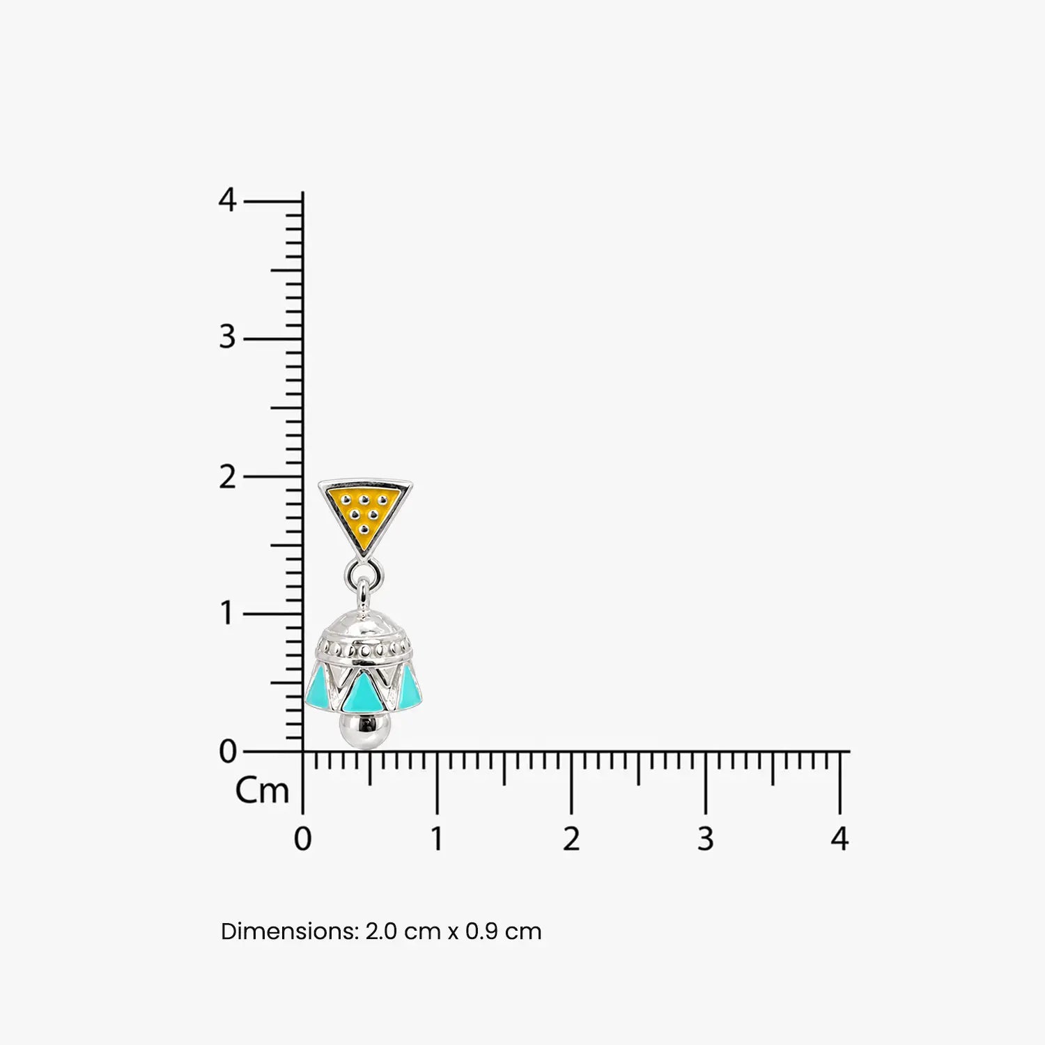 Mustard & Turquoise Geometric Pure Silver Jhumki Earrings - Made With Pure 925 Silver