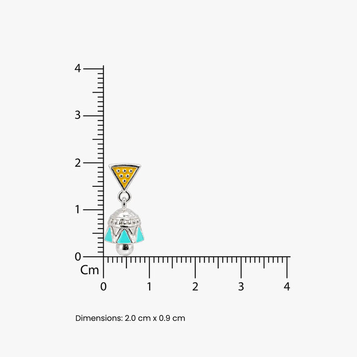 Mustard & Turquoise Geometric Pure Silver Jhumki Earrings - Made With Pure 925 Silver