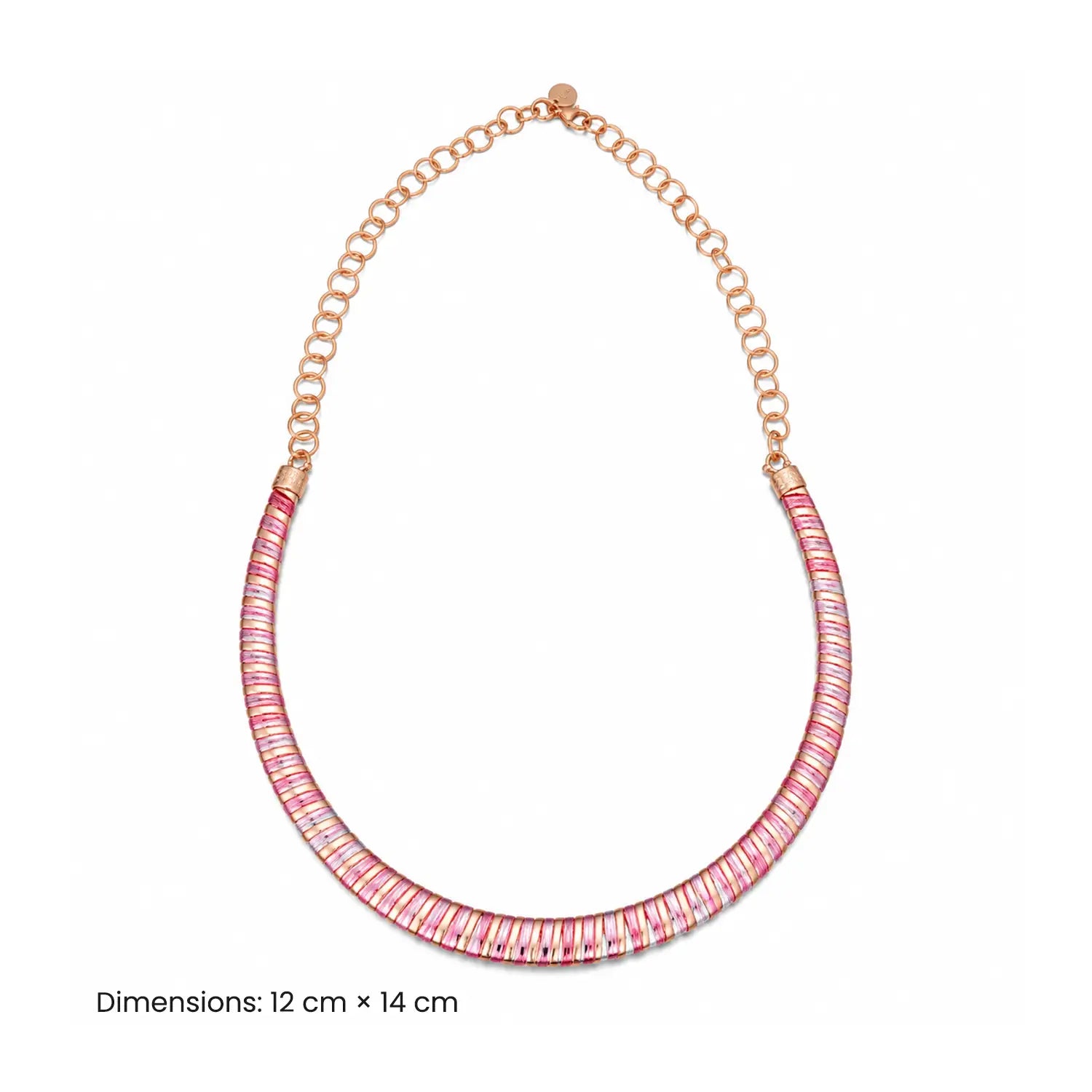 Pink & Gold Spiral Design Silver Necklace - Made With Pure 925 Silver