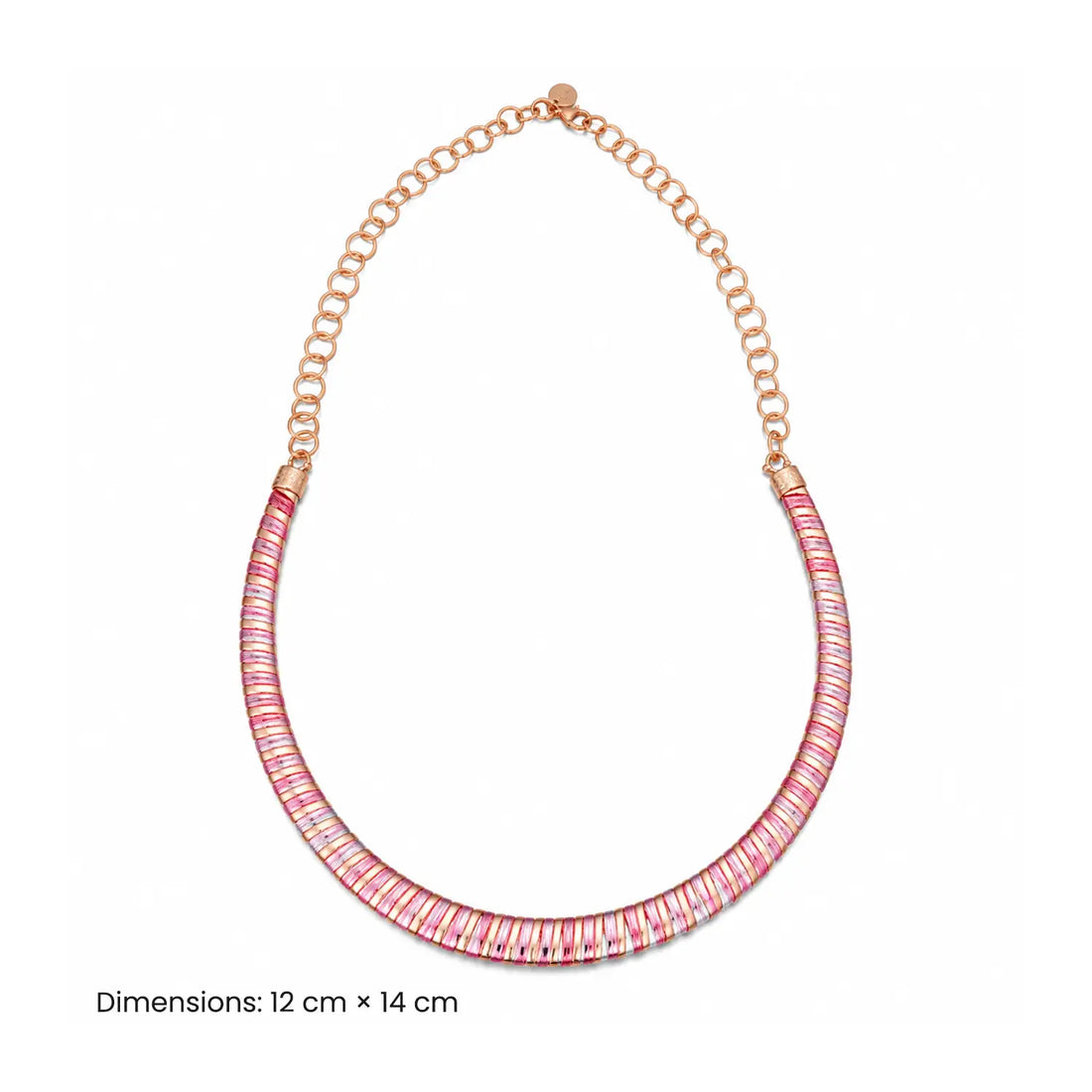 Pink & Gold Spiral Design Silver Necklace - Made With Pure 925 Silver