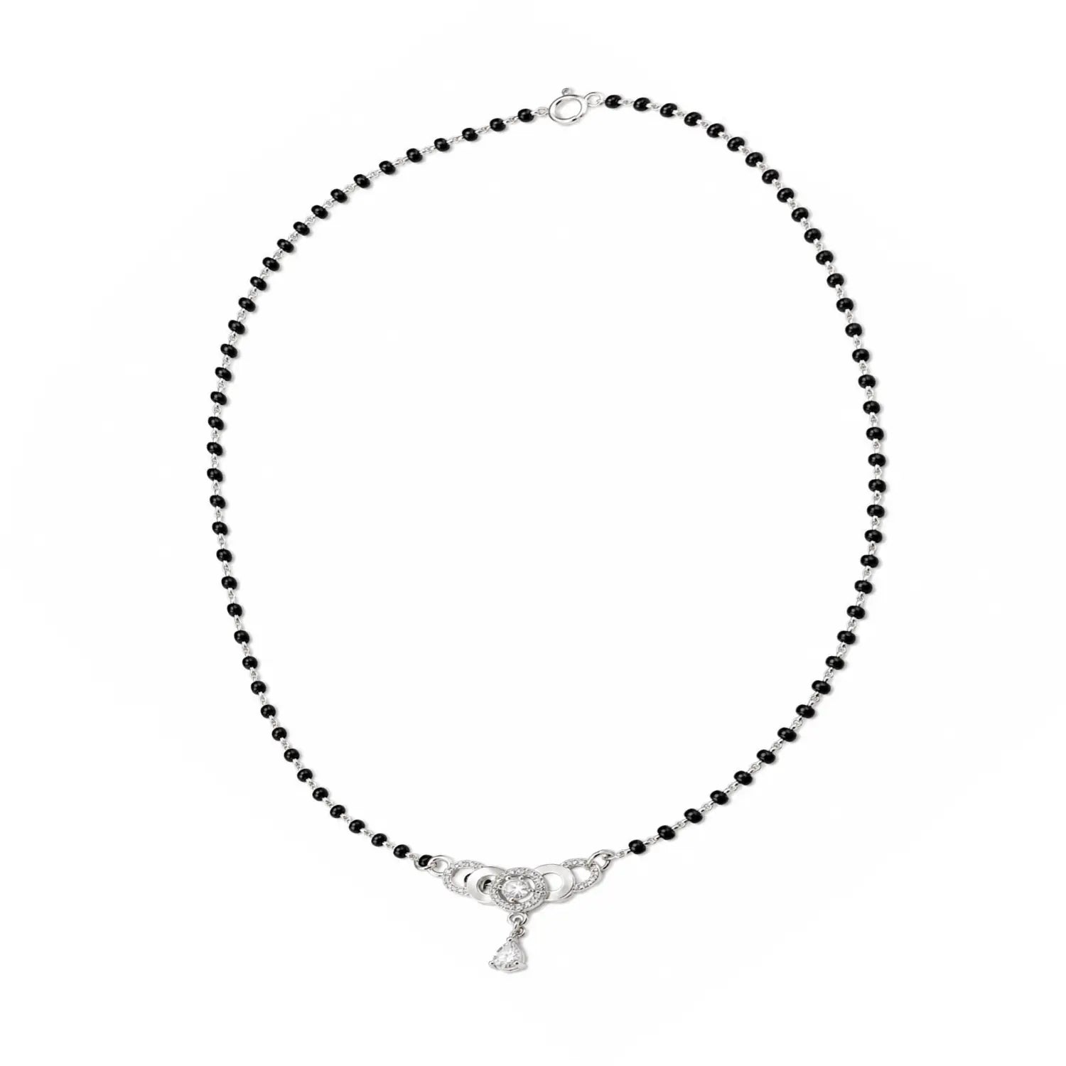 Elegant Circle Drop Silver Mangalsutra - Made With Pure 925 Silver