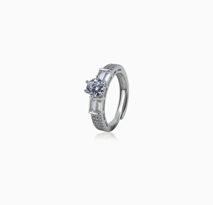 Elegant Silver Ring with Cubic Zirconia Stones - Made With Pure 925 Silver