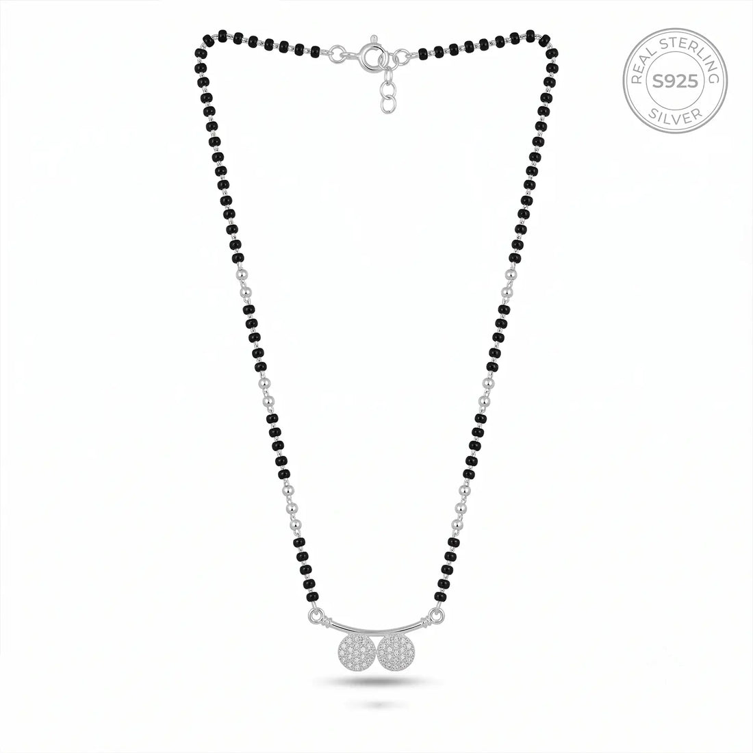 Elegant Twin Disc Silver Mangalsutra - Made With Pure 925 Silver