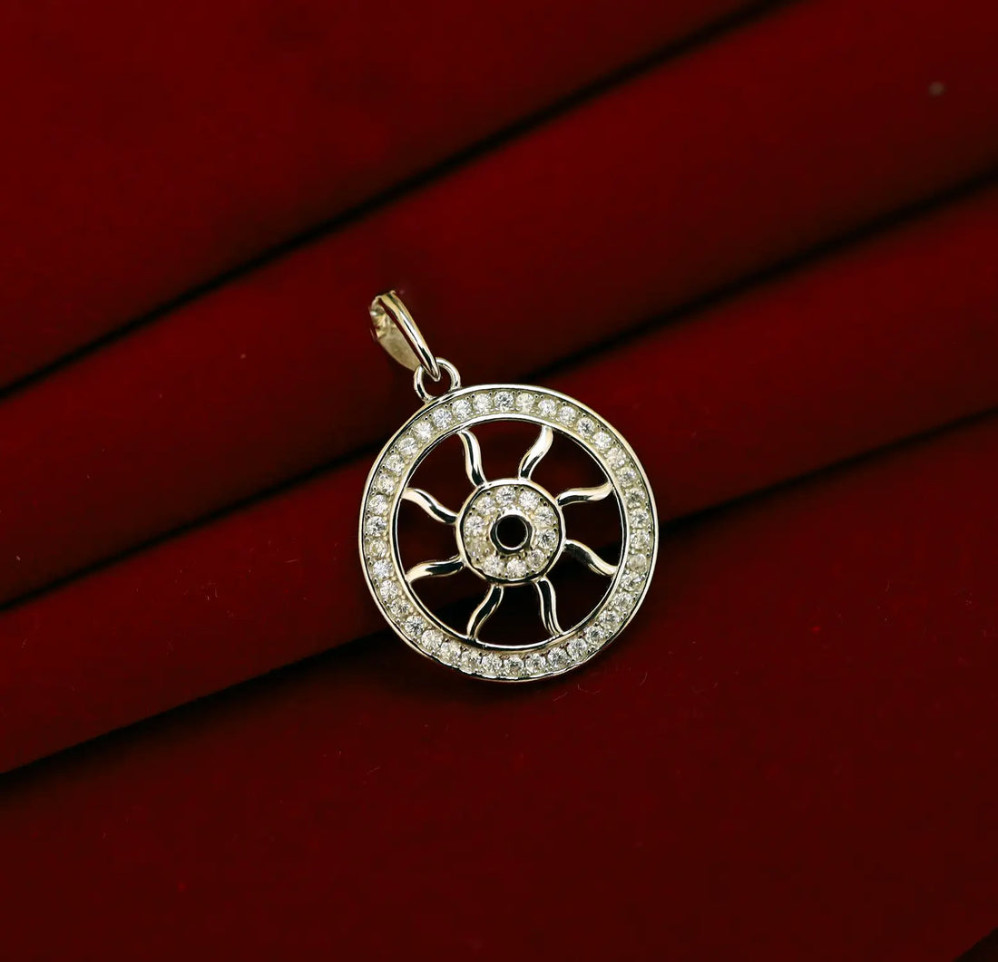Radiant Wheel of Life Silver Pendant Made With Pure 925 Silver