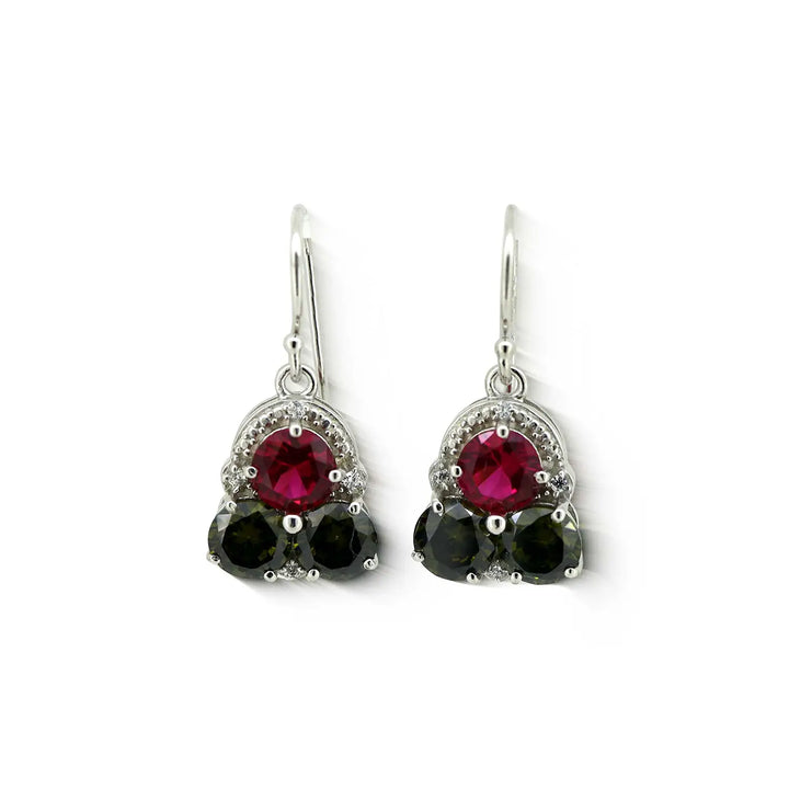 Pure Silver Earrings With Multi Color Stones- Made With Pure 925 Silver