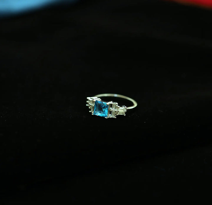 Blue Radiance Pure Silver Ring - Made With Pure 925 Silver