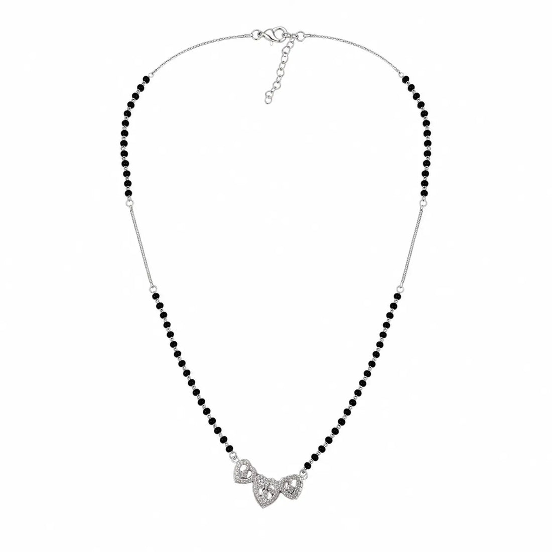 Elegant Triple Heart Silver Mangalsutra - Made With Pure 925 Silver