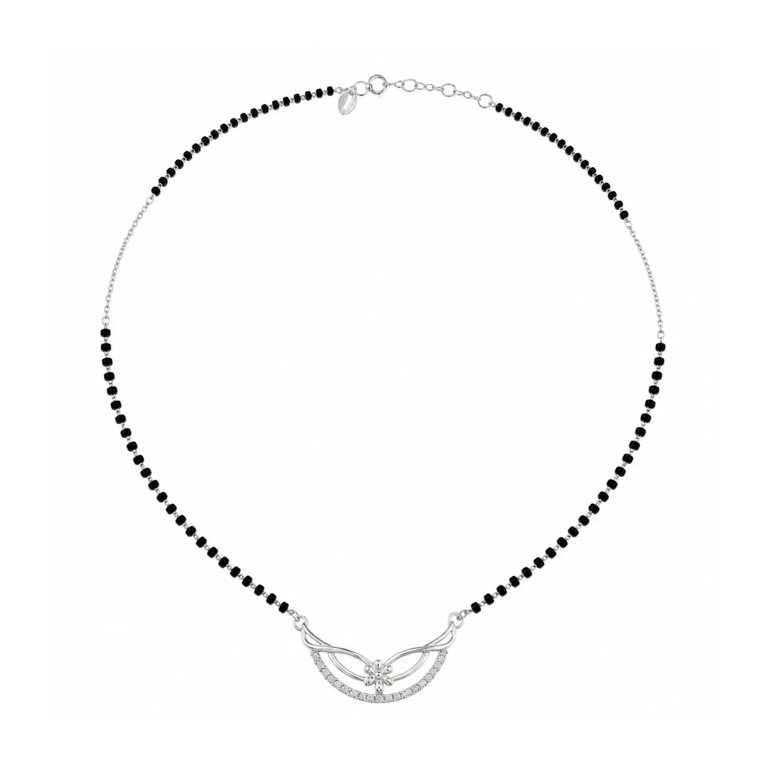 Elegant Floral Curve Silver Mangalsutra - Made With Pure 925 Silver