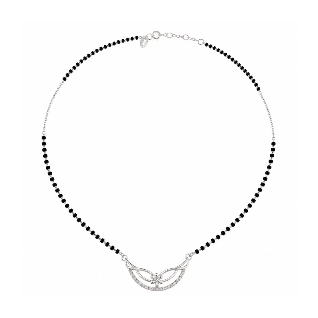 Elegant Floral Curve Silver Mangalsutra - Made With Pure 925 Silver