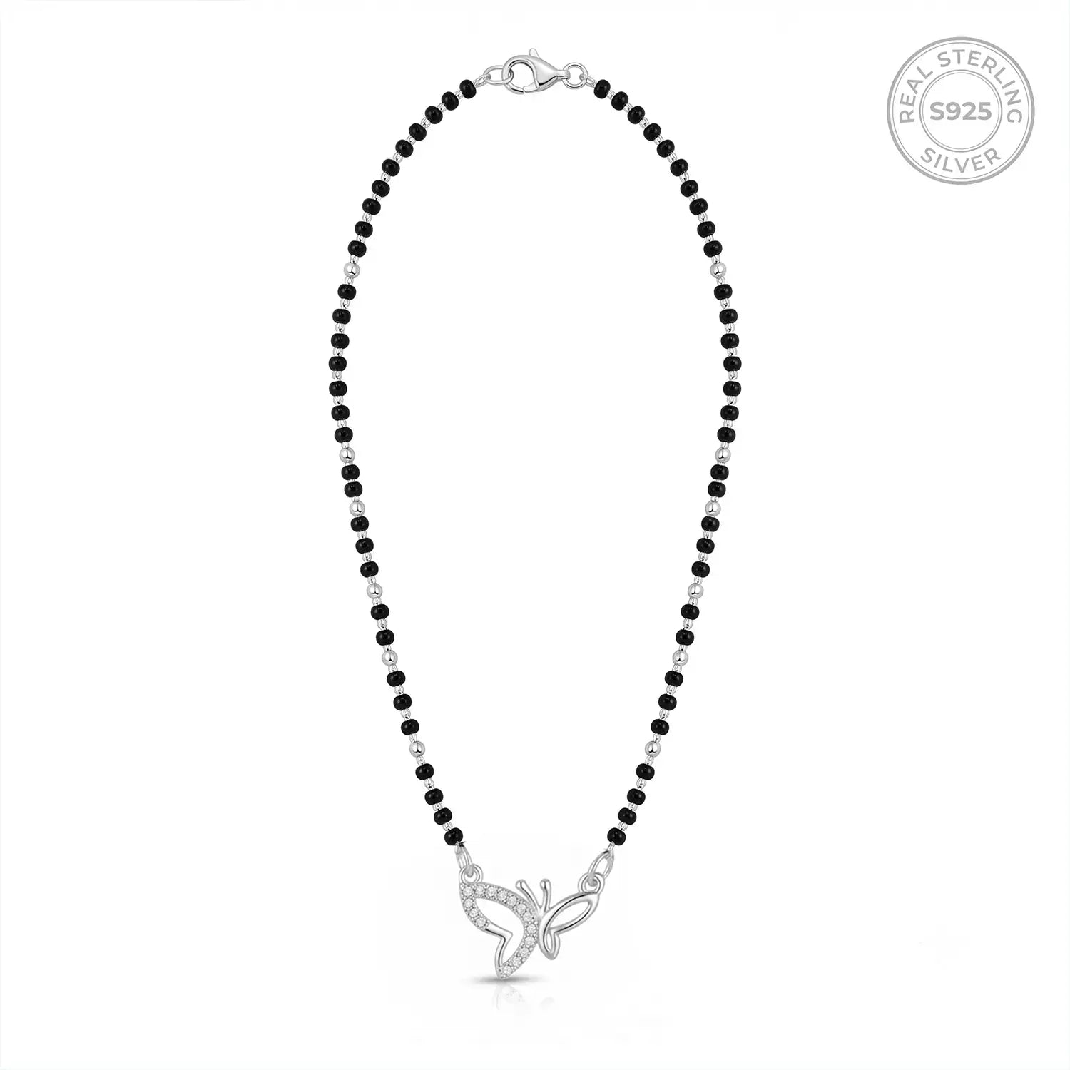 Elegant Butterfly Charm Silver Mangalsutra - Made With Pure 925 Silver