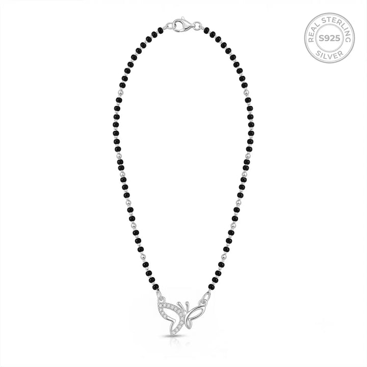 Elegant Butterfly Charm Silver Mangalsutra - Made With Pure 925 Silver