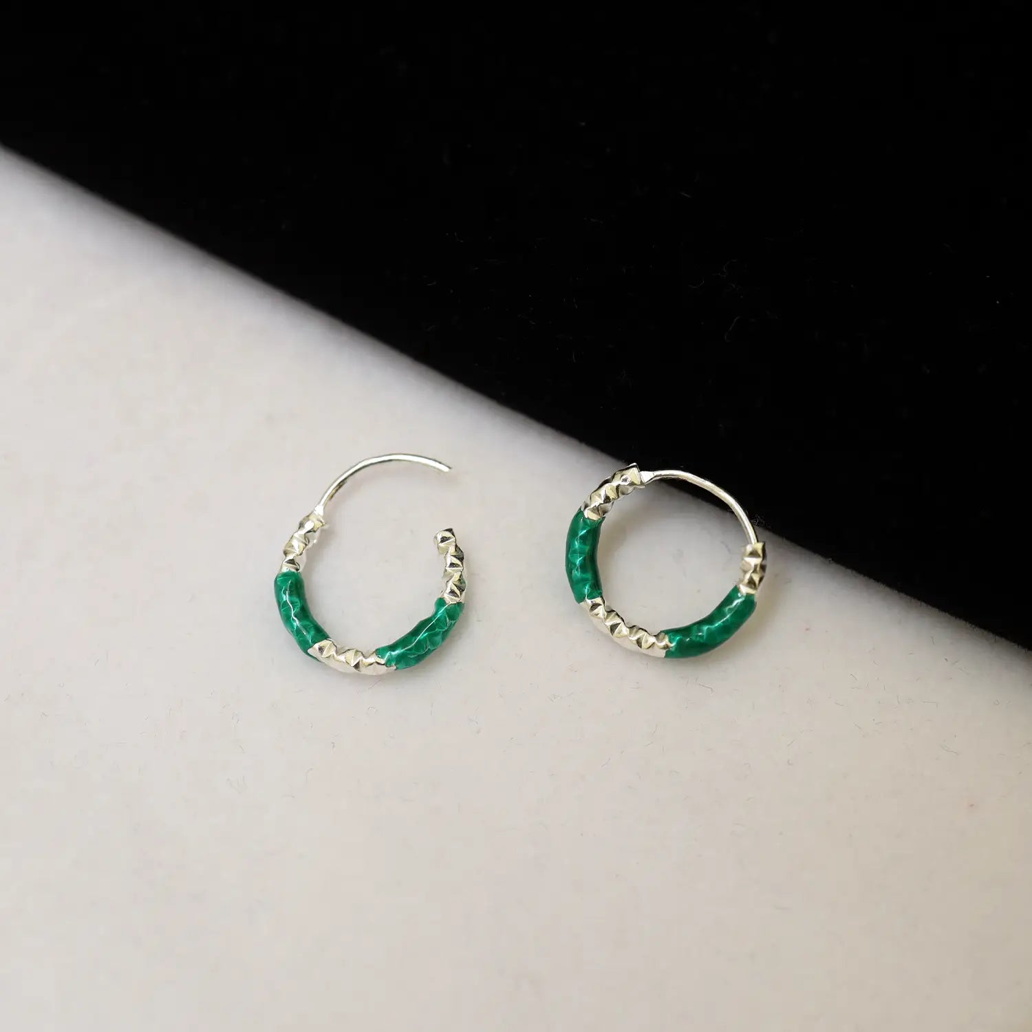 Lime Twist Silver Hoop Earrings - Made With Pure 925 Silver