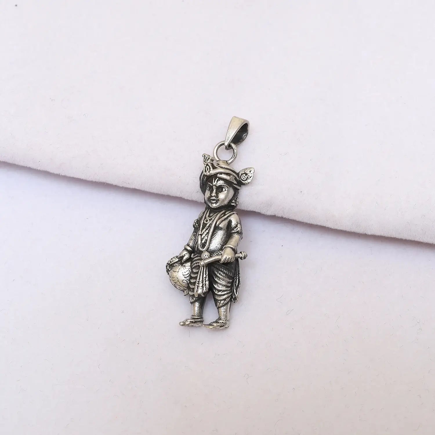 Krishna Pendant & Box Chain Combo - Made With Pure 925 Silver