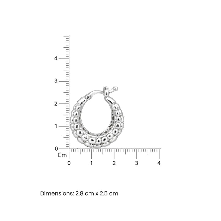 Sculpted Beaded Hoop 925 Silver Earrings - Made With Pure 925 Silver
