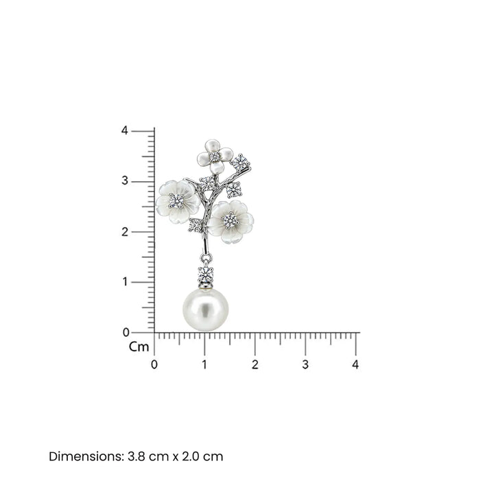 Floral Pearl Drop Silver Earrings- Made With Pure 925 Silver