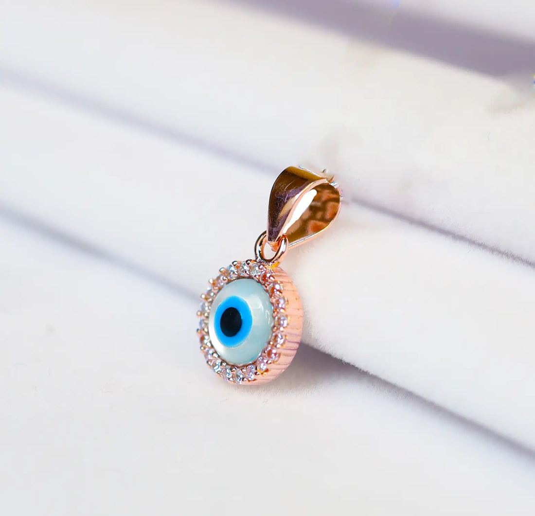 Rose Gold Plated Sterling Silver Evil Eye Pendant  - Made With Pure 925 Silver