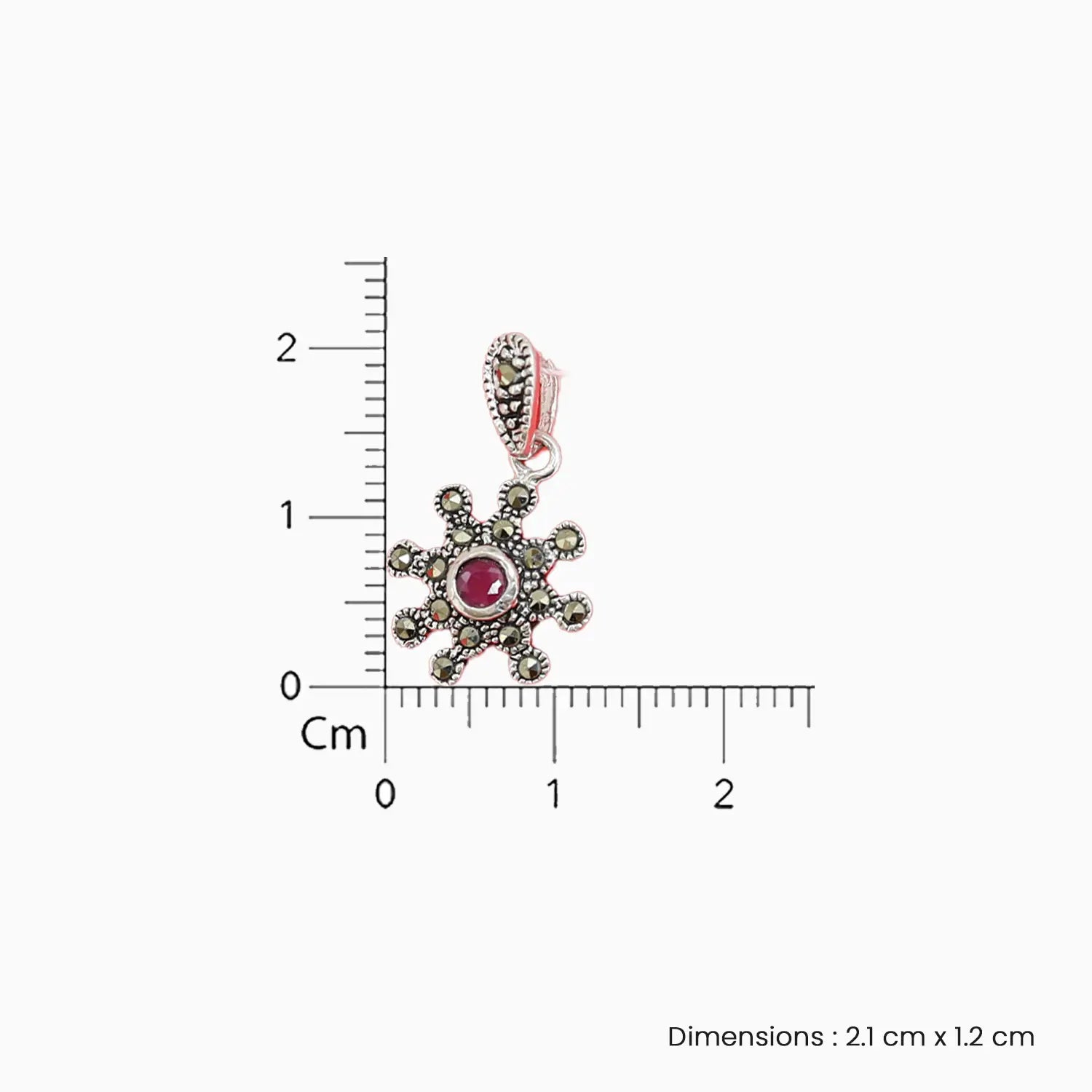 Vintage Ruby Floral 925 Silver Pendant Set - Made With Pure 925 Silver