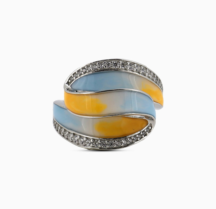 Pure Silver Dual-Tone Agate Ring - Made With Pure 925 Silver