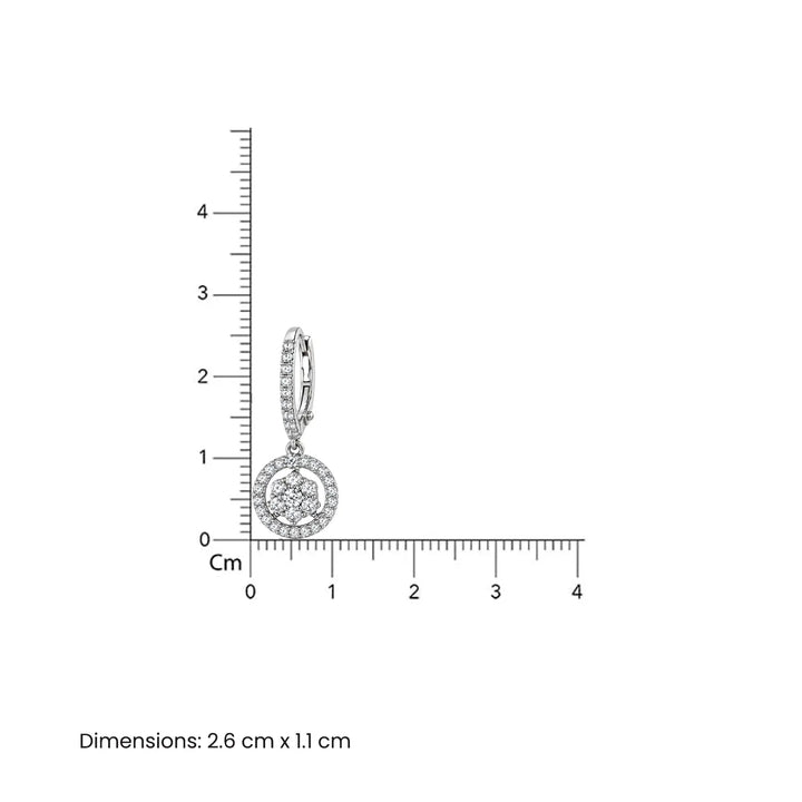 Elegant Floral Halo Drop Silver Earrings - Made With Pure 925 Silver