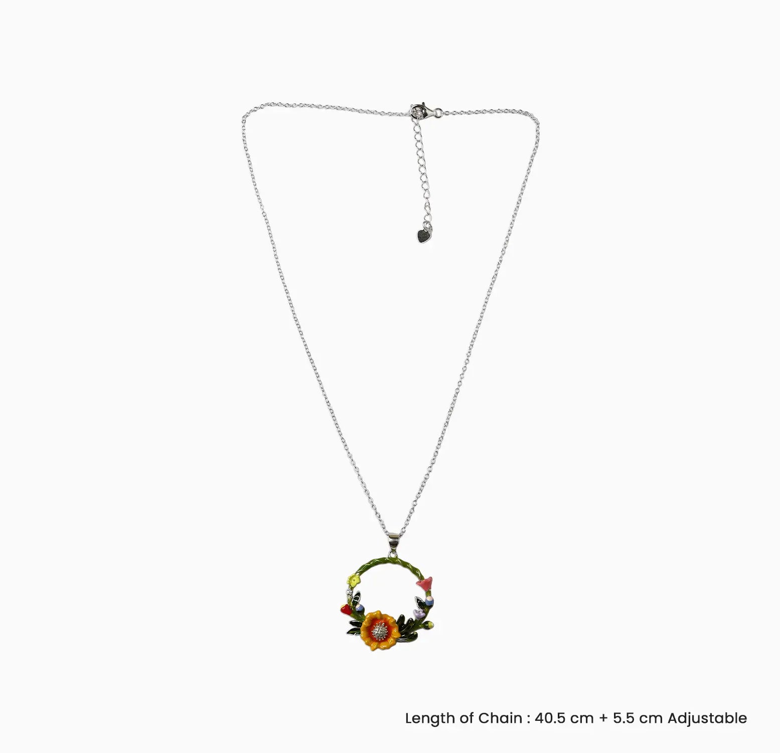 Floral Wreath Silver Necklace- Made With Pure 925 Silver