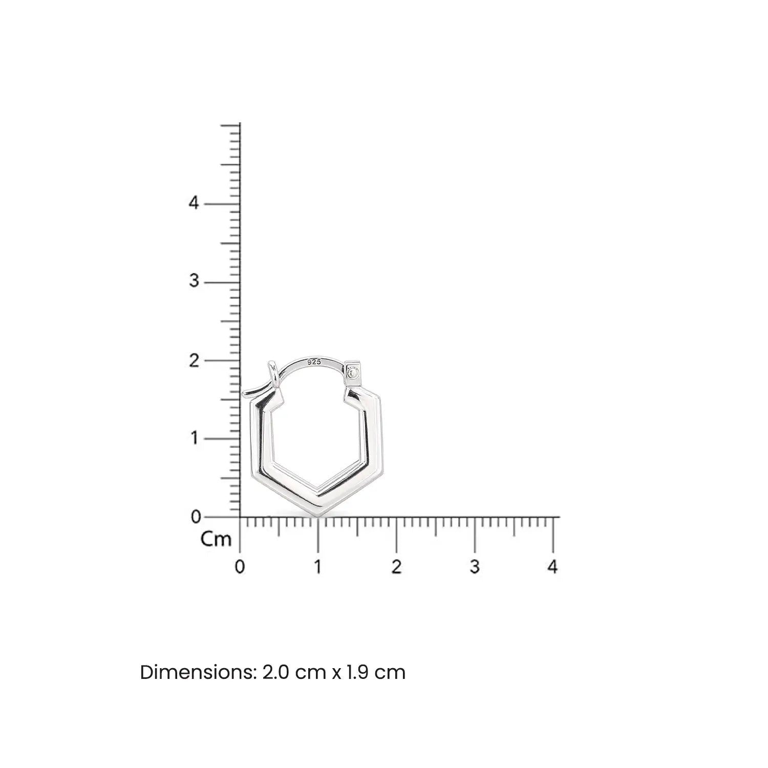 Geometric Hexagon 925 Silver Hoop Earrings - Made With Pure 925 Silver