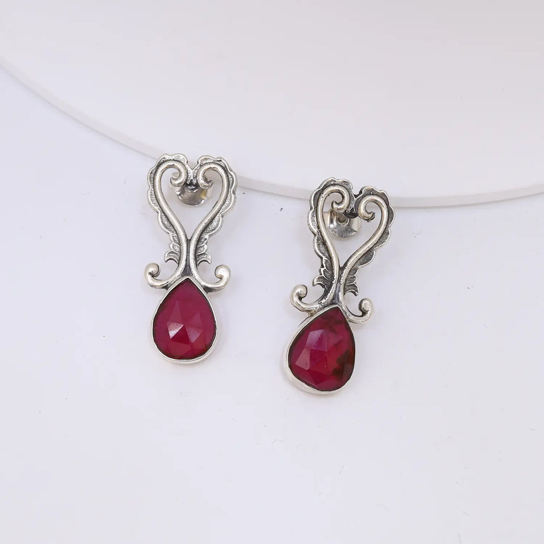 Elegant Ruby Heart Sterling Silver Pendant Set - Made With Pure 925 Silver